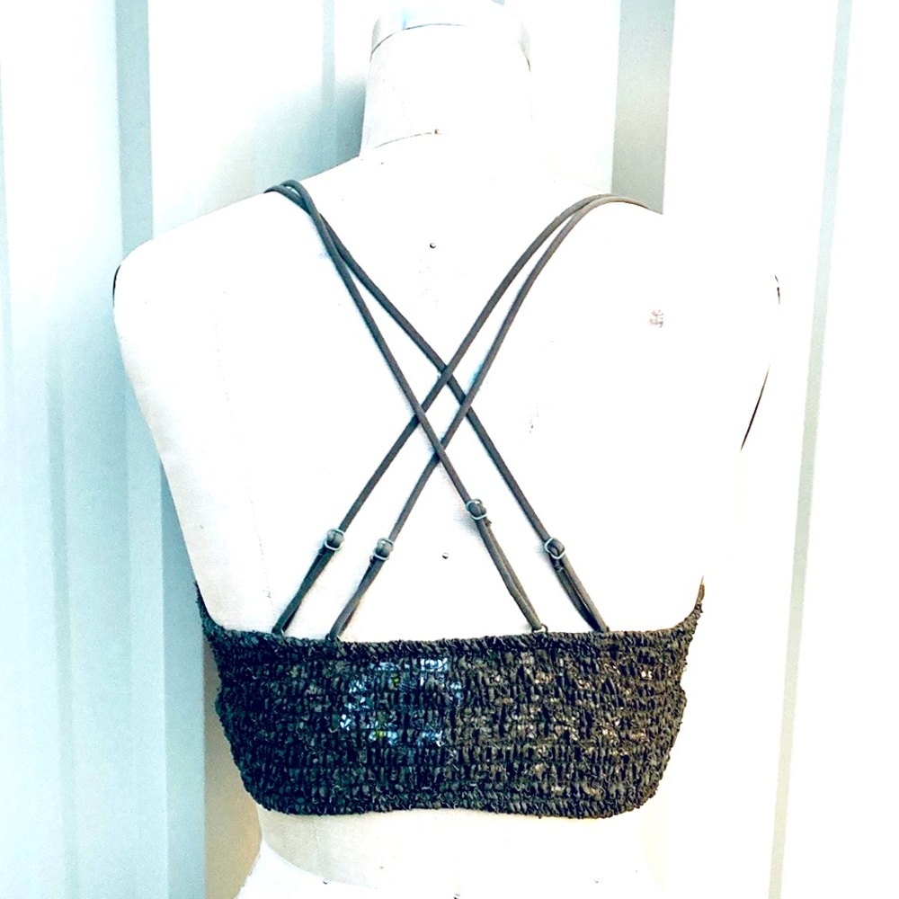 Free People Olive Green Lace Bralette Small - Picture 3 of 8